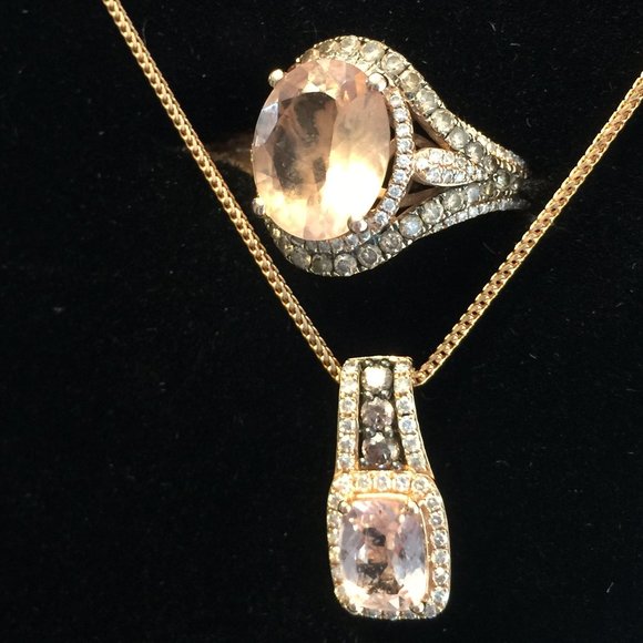 Levian Jewelry - Morganite Pendant necklace,10k rose gold & diamond